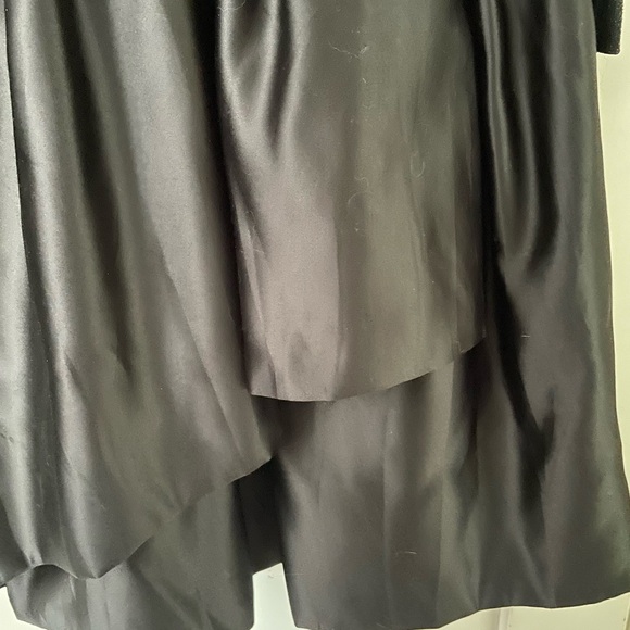 Vintage Sparkle and Satin Black Long Sleeve Dress Authentic 80s Prom Dress - Picture 2 of 5